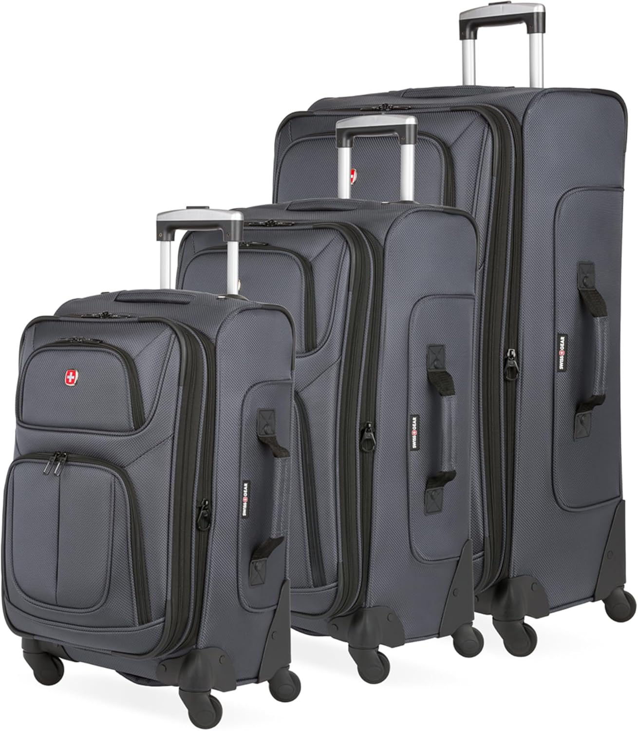SwissGear Sion Expandable Luggage Set: 3-Piece Dark Grey Collection