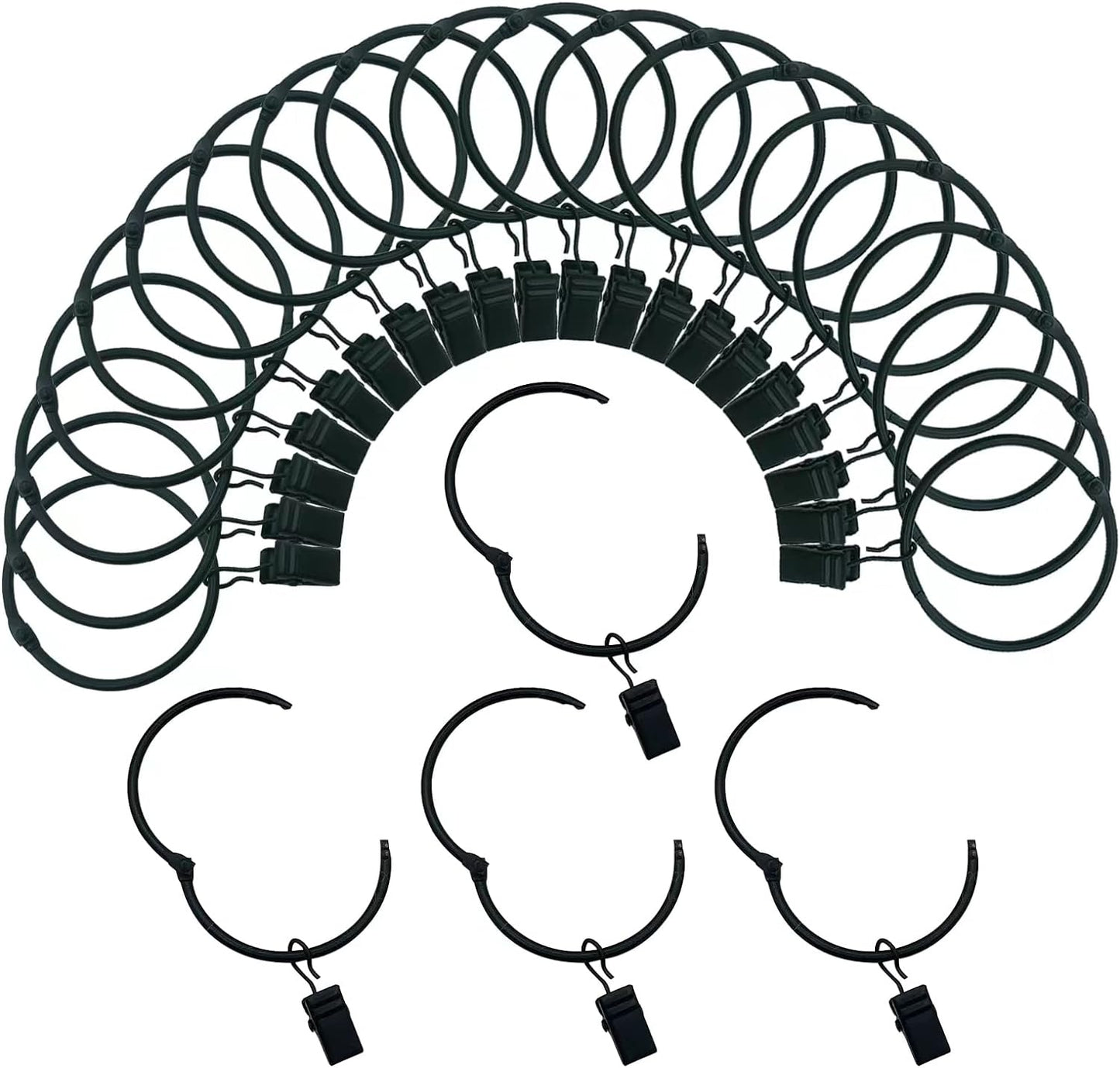 Rustproof 1 Curtain Rings 24 Pack Vintage Black TXZWJZ