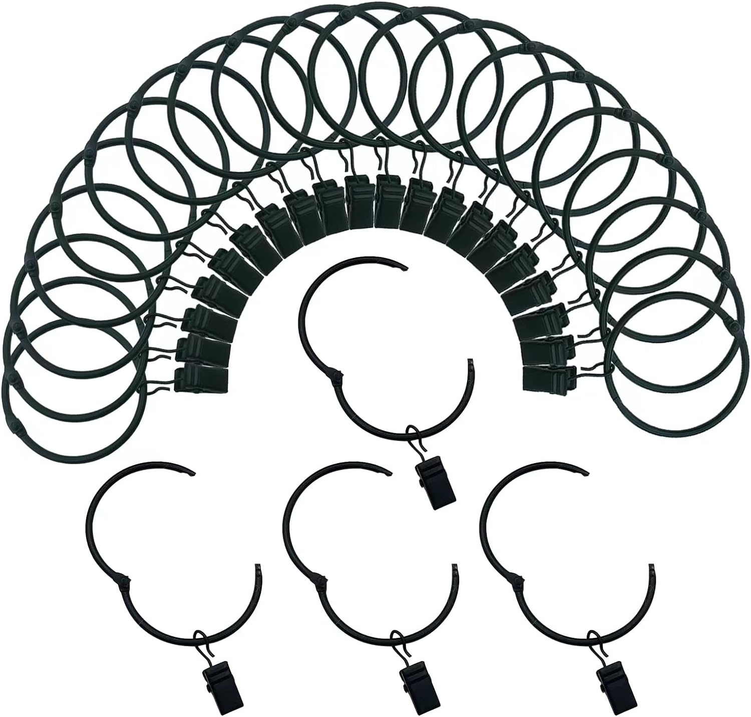 Rustproof 1 Curtain Rings 24 Pack Vintage Black TXZWJZ
