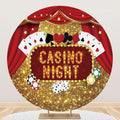 Casino Night Round Backdrop Cover 6.56ft Circle - Red Curtain Golden
