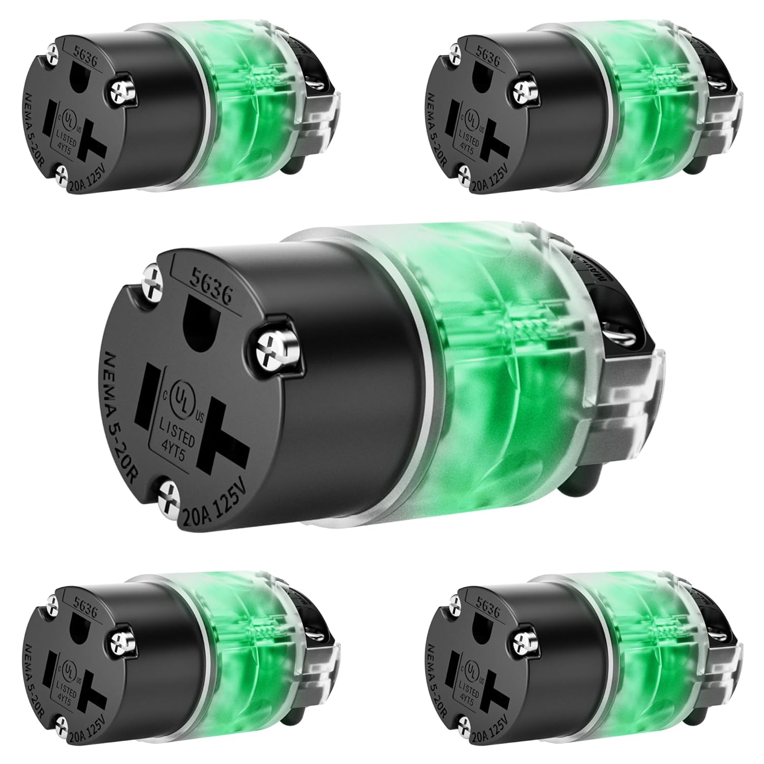 20 Amp Female Extension Cord Ends with Lighted Connectors