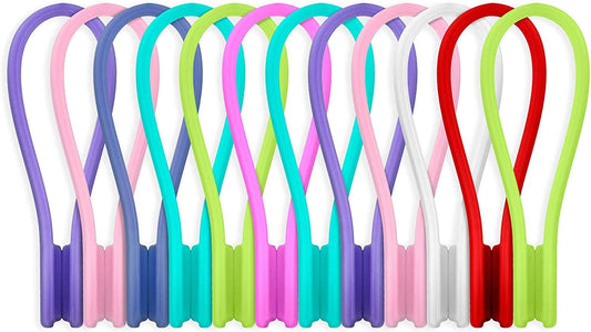 12 Pack Magnetic Cable Ties - Clutter-Free & Fun!