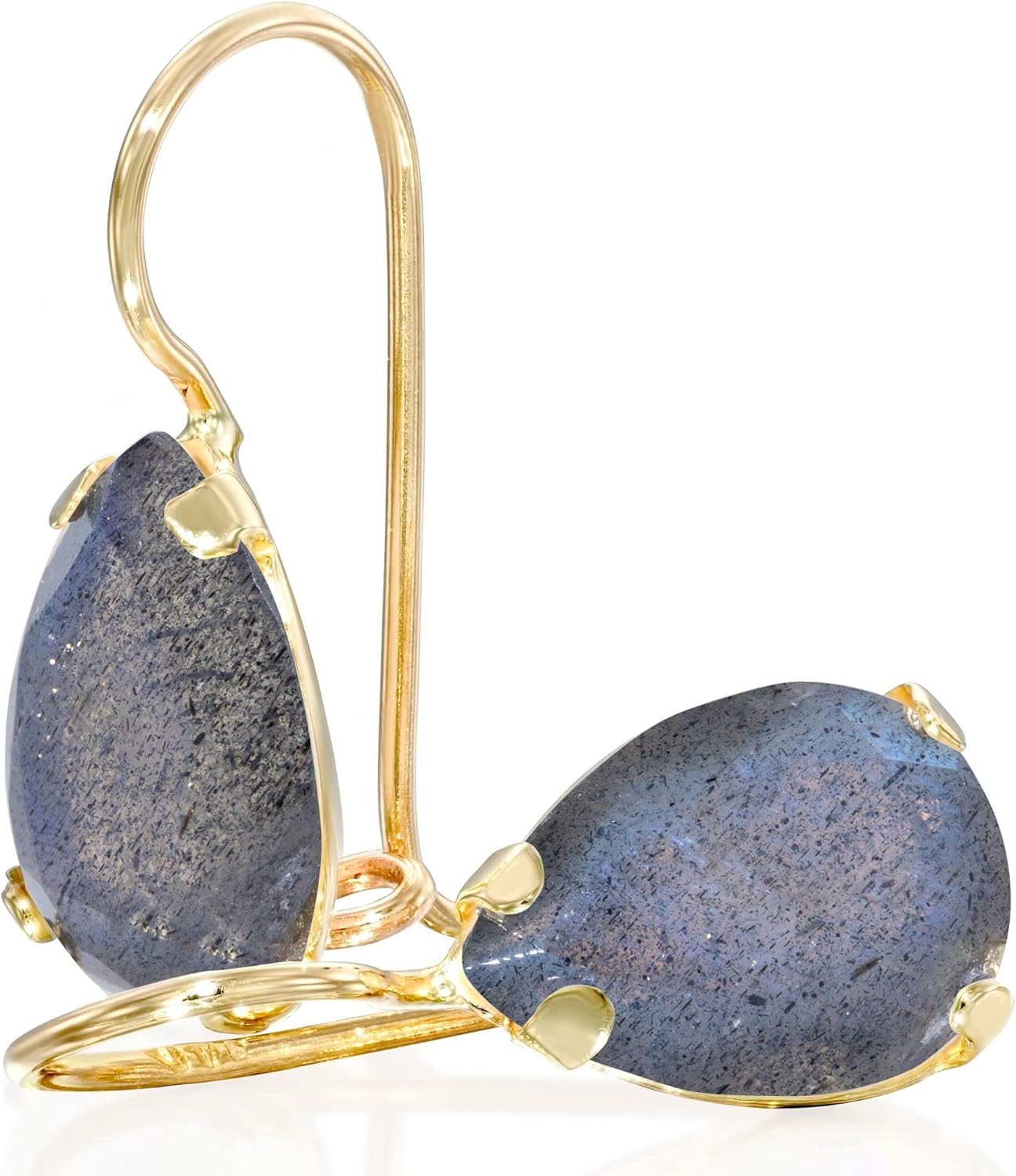 14K Gold Gemstone Earrings - Elegant Teardrop Dangle Jewelry