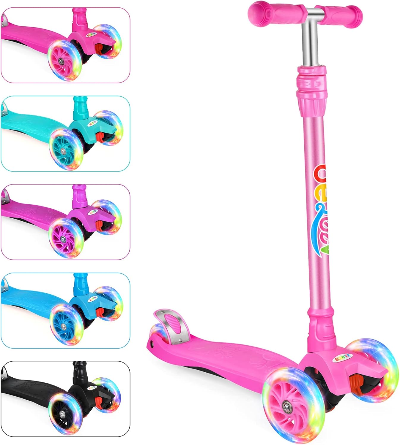 BELEEV 3 Wheel Kick Scooter for Kids with Adjustable Height