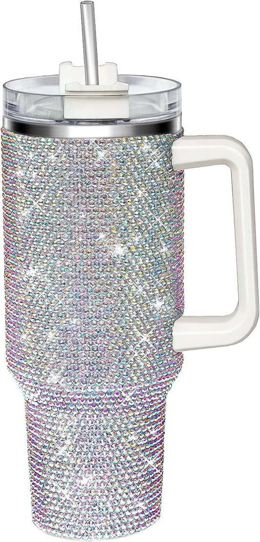 40oz Glitter Rhinestones Tumbler with Handle for Women Gifts