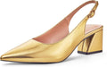 GENSHUO Women's Slingback Closed Toe Block Heels - Elegant 2.36in