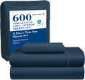 LANE LINEN 600 TC Mercerized Cotton Twin Sheet Set - Silky Sateen