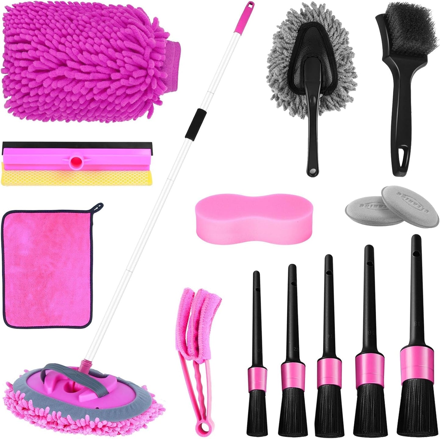 Ultimate Car Cleaning Kit | Pink 62 Wash Brush Set