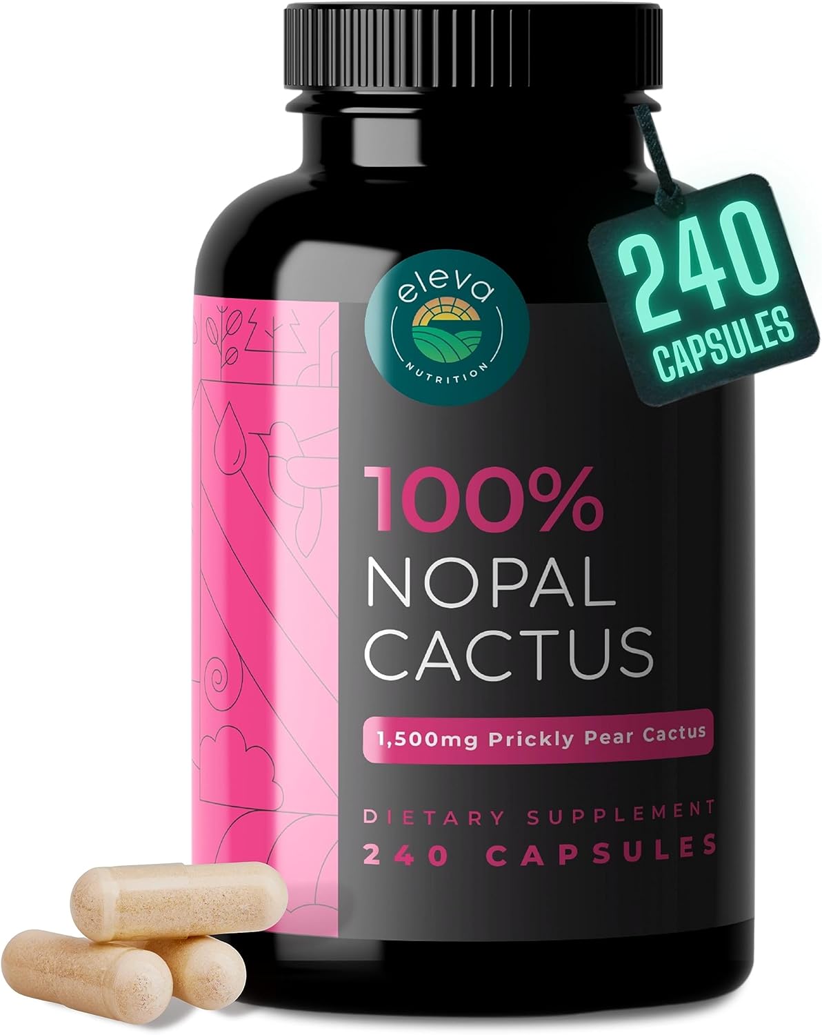 Organic Nopal Cactus Capsules 1500mg for Natural Health Boost