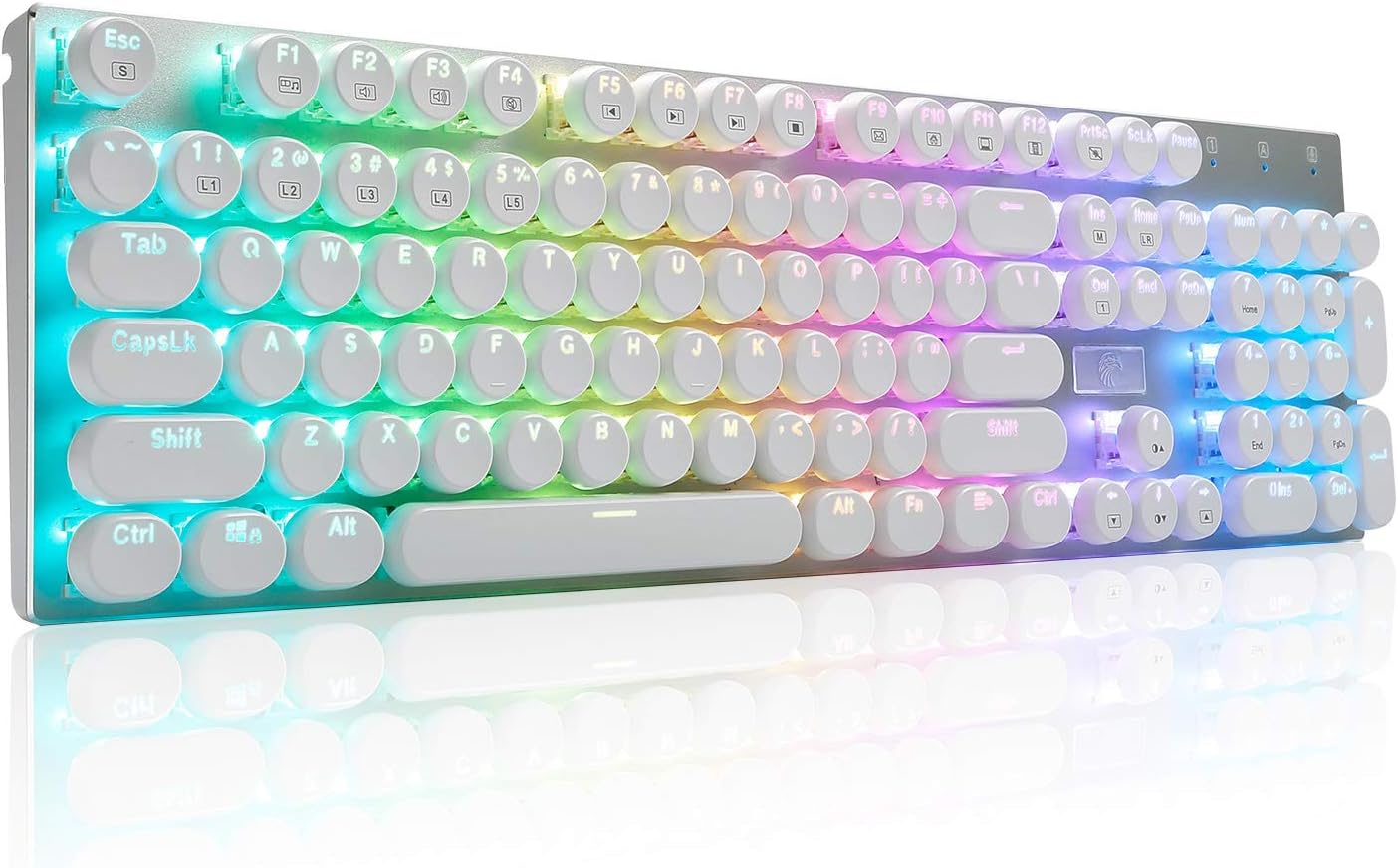 HUO JI Typewriter Style Gaming Keyboard - Clicky Blue Switches