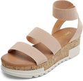 DREAM PAIRS Women's Open Toe Elastic Ankle Strap Flatform Wedges on