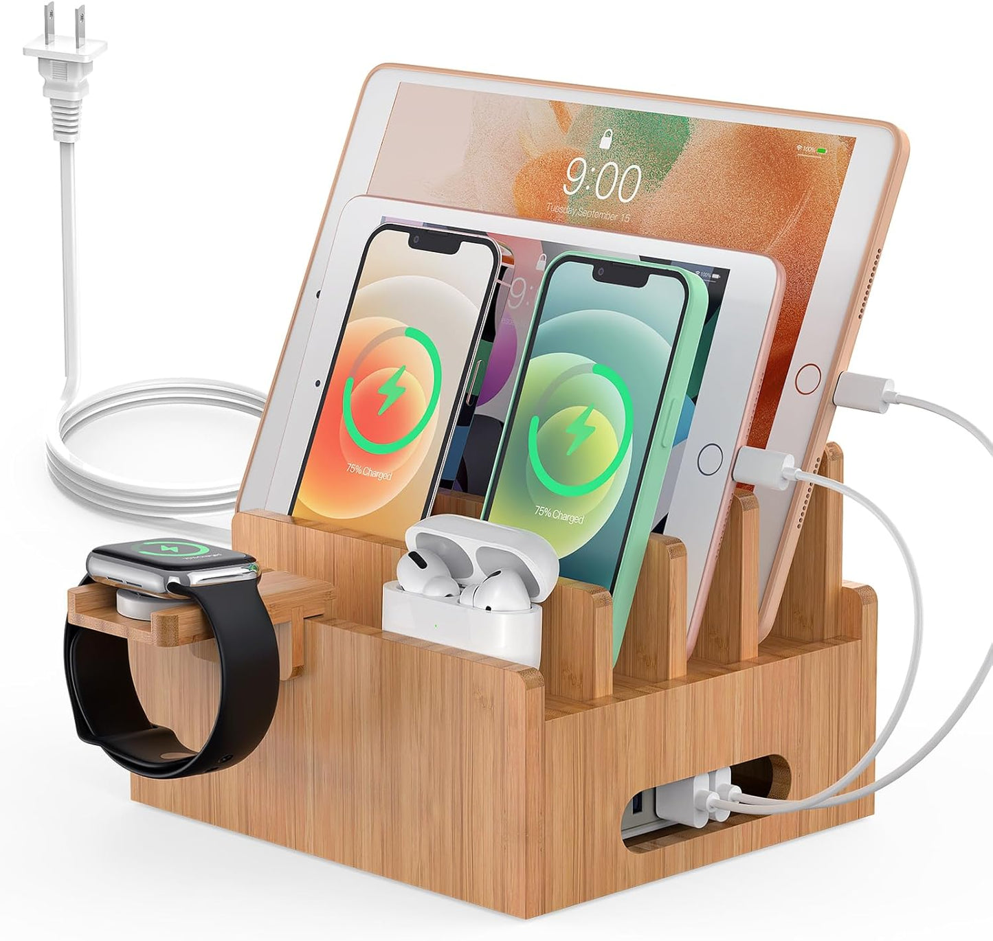 Pezin & Hulin Bamboo Charging Station for Multiple Devices