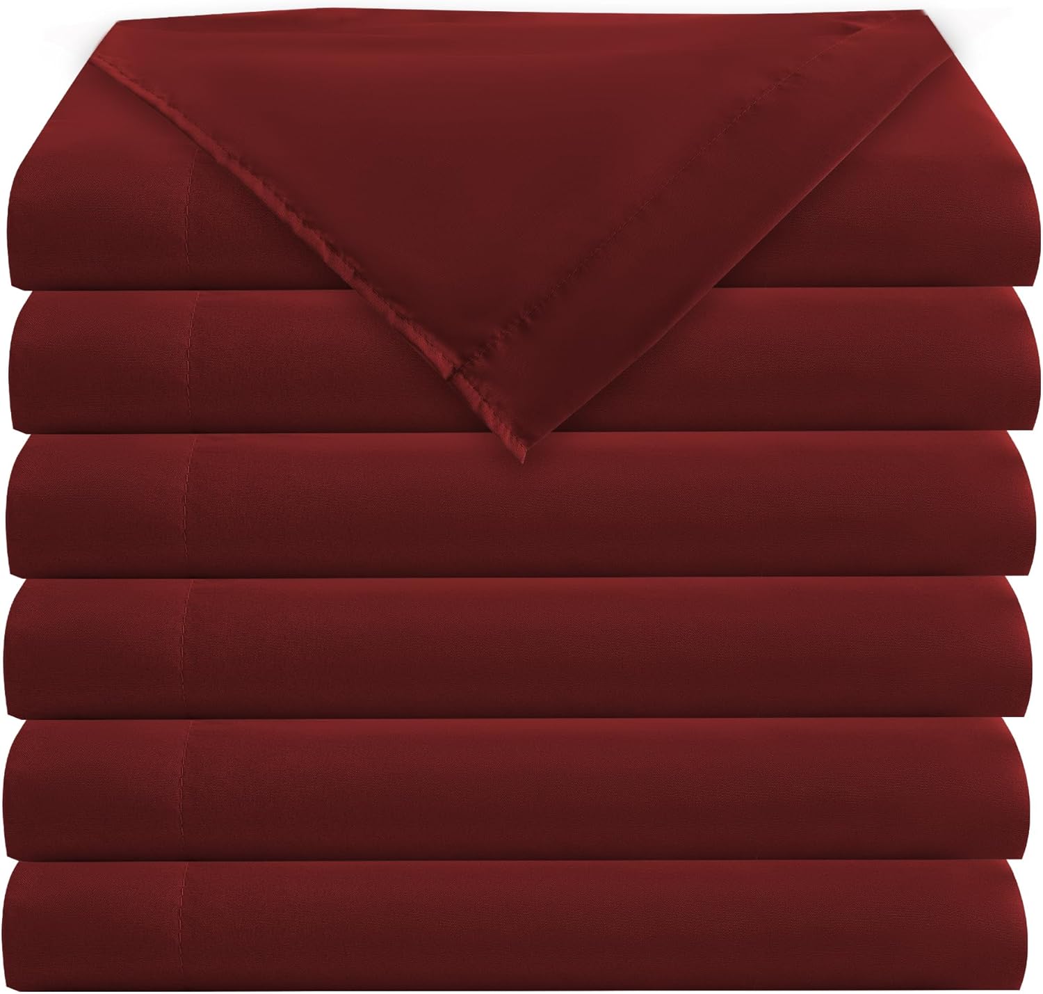 Bulk Full Flat Sheets 6 Pack for Hotels and Rentals, Burgundy