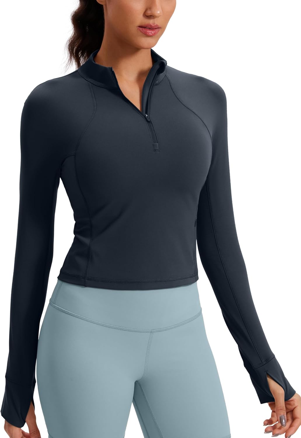CRZ YOGA Women's Butterluxe Long Sleeve Athletic Crop Top