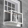 Window Cat Perch Catio Wood Window Box - Comfortable Sunbathing Spot