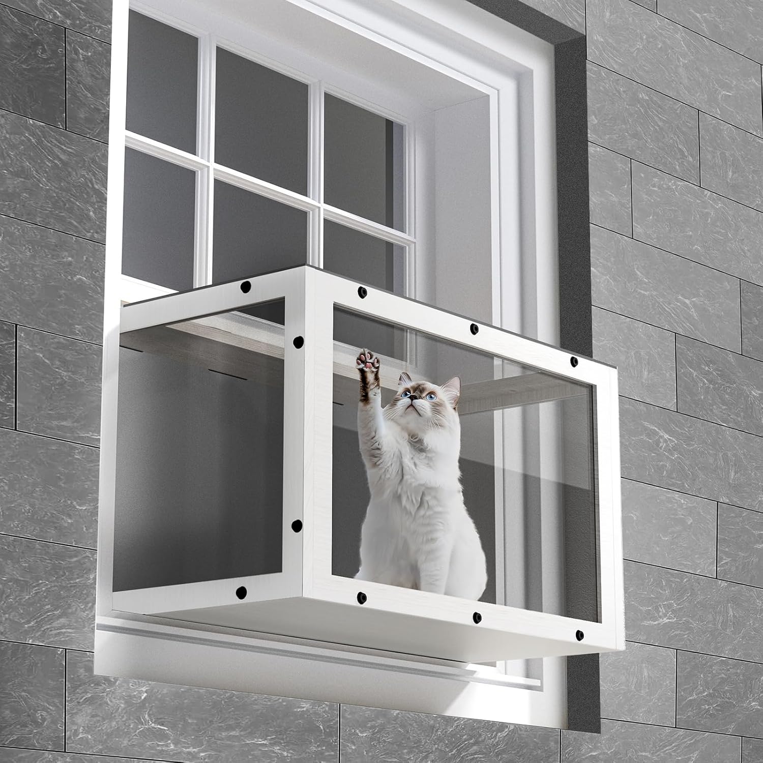 Sturdy Window Cat Perch Catio for Indoor Cats - 24-35 in Wide