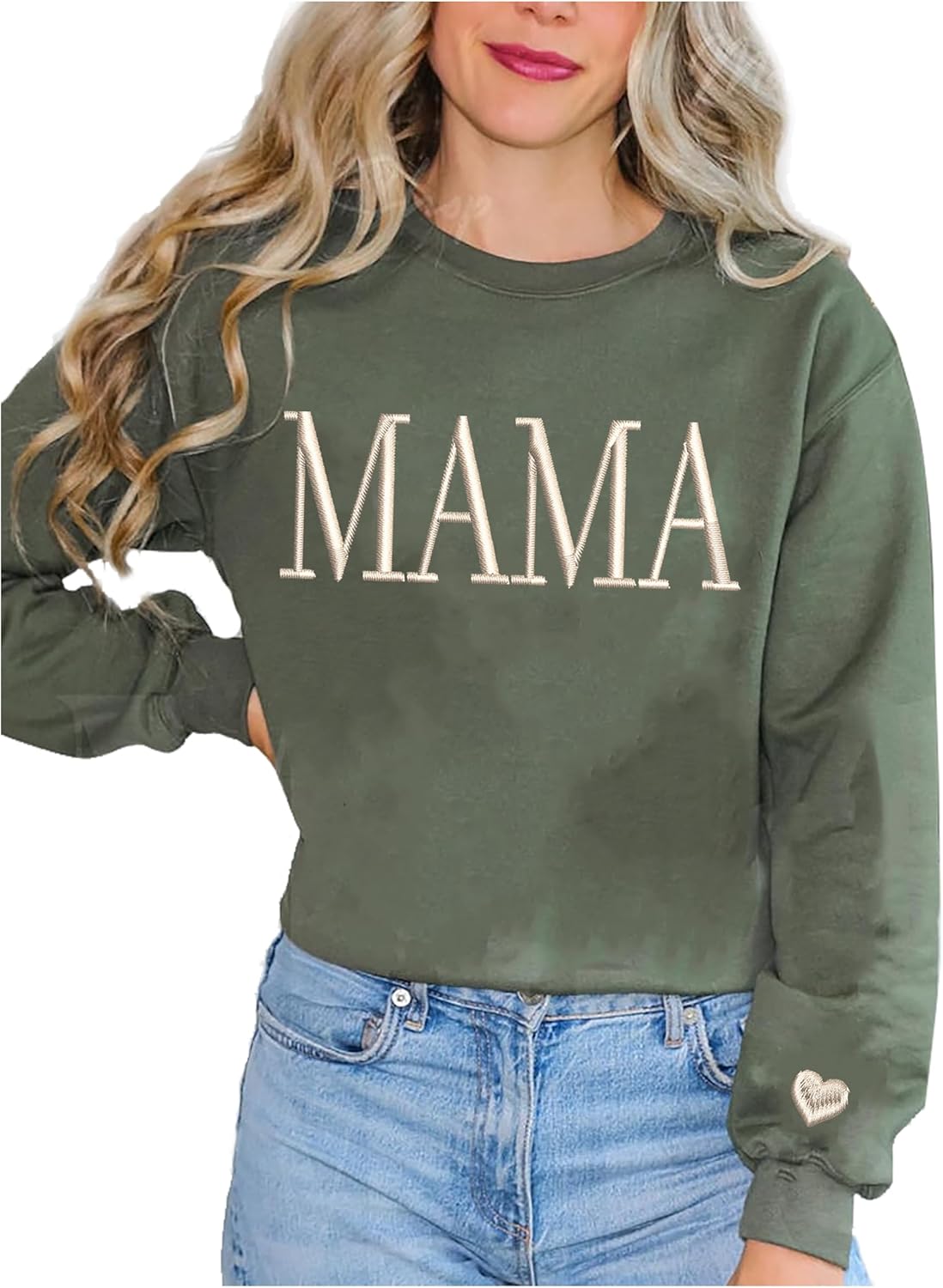 NAZENTI Mama Embroidered Crewneck Sweatshirt - Cozy Love for All!