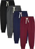 4 Pack Boys Cotton Sweatpants Joggers with Pockets - 4-Pack