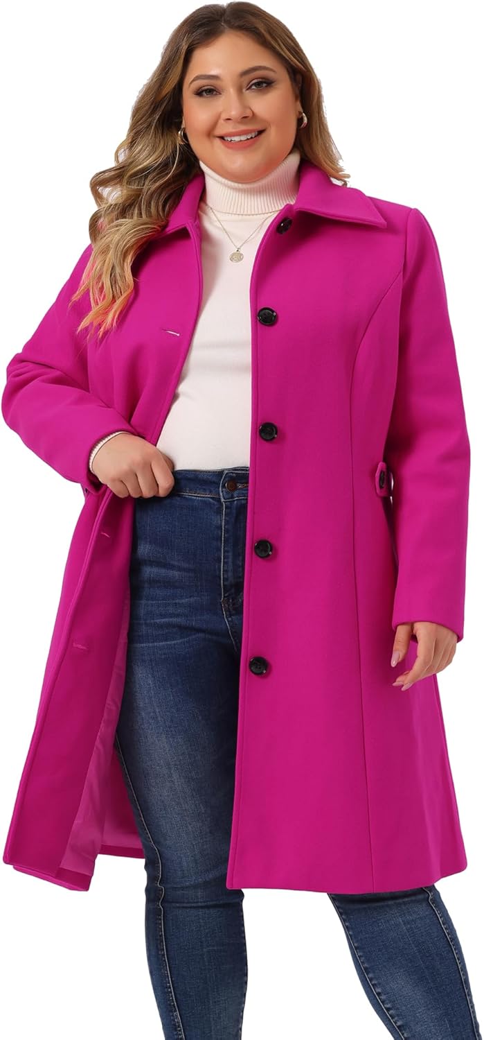 Plus Size Winter Long Coat for Women with Adjustable Belt
