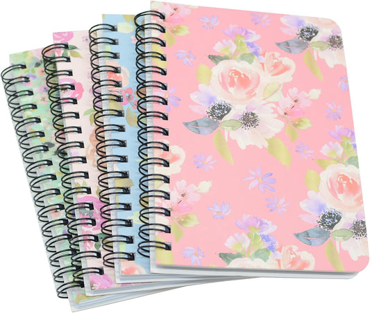 Yansanido A6 Flower Design Notebooks - Thick Hardcover, 4 Colors, 160 Pages for Study