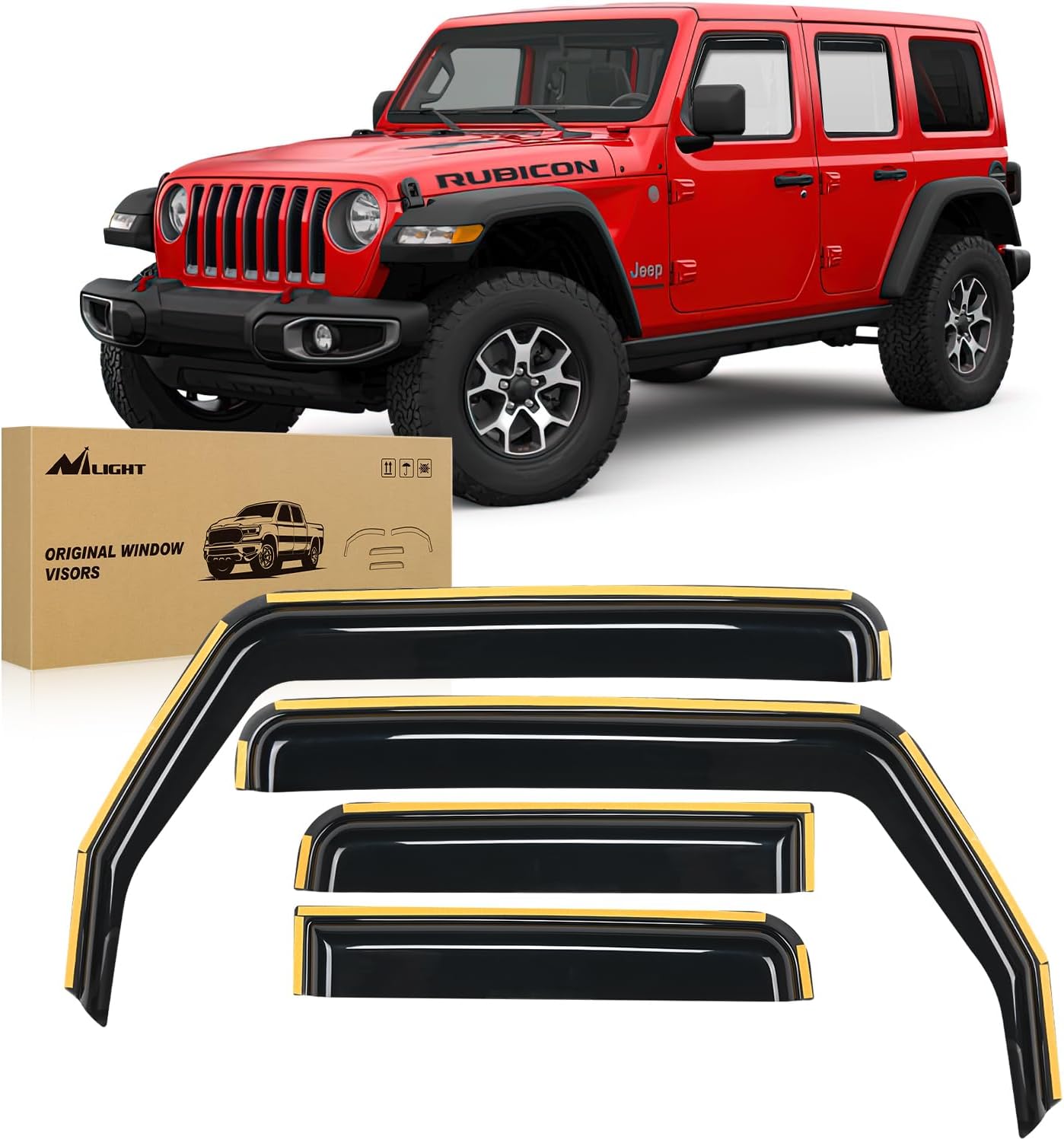 Nilight Window Visor for Jeep Wrangler JL and Gladiator 2018-2024