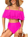 Tempt Me Women High Waisted Ruffle Bikini Set - Flattering Tummy