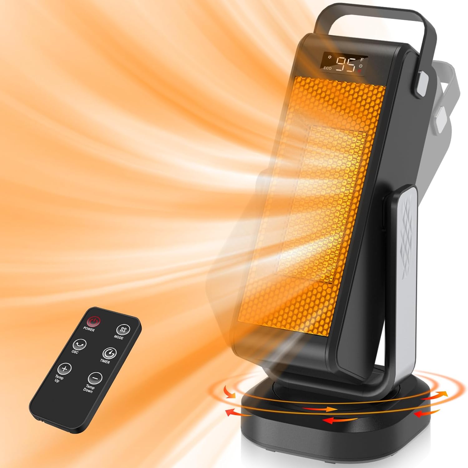Fast Heating Ceramic Tower Heater - Remote Control, 90 Oscillation