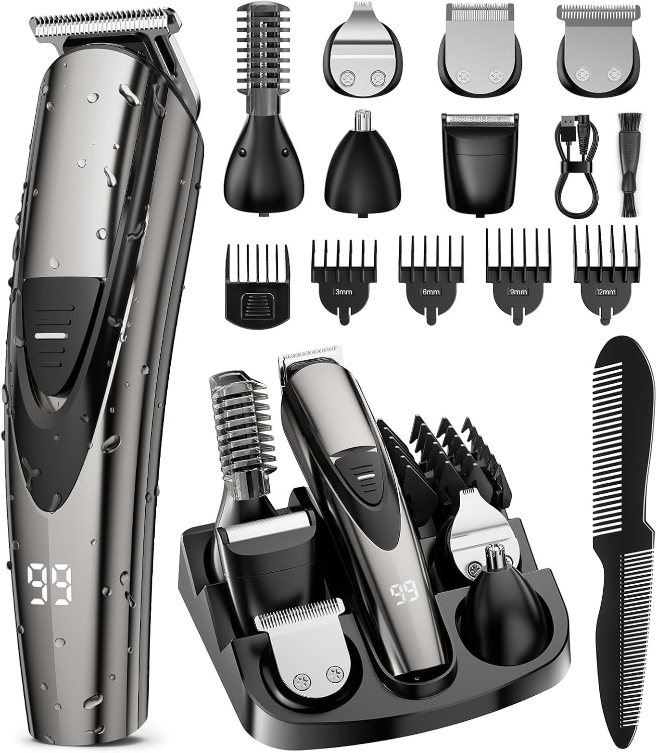 Beard Trimmer for Men, 17-Pc Grooming Kit for All Needs