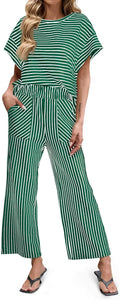 Tankaneo Womens Striped 2 Piece Set - Comfortable Lounge Style