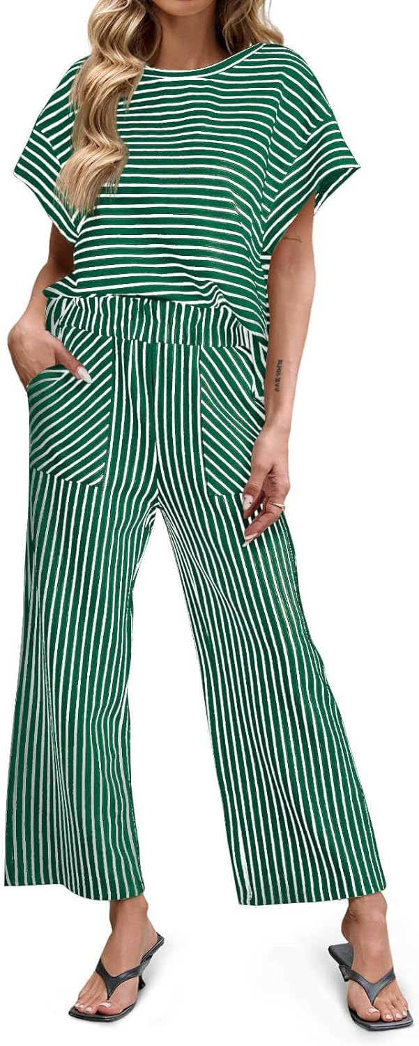 Womens Striped 2 Piece Sets with Pockets for Ultimate Comfort