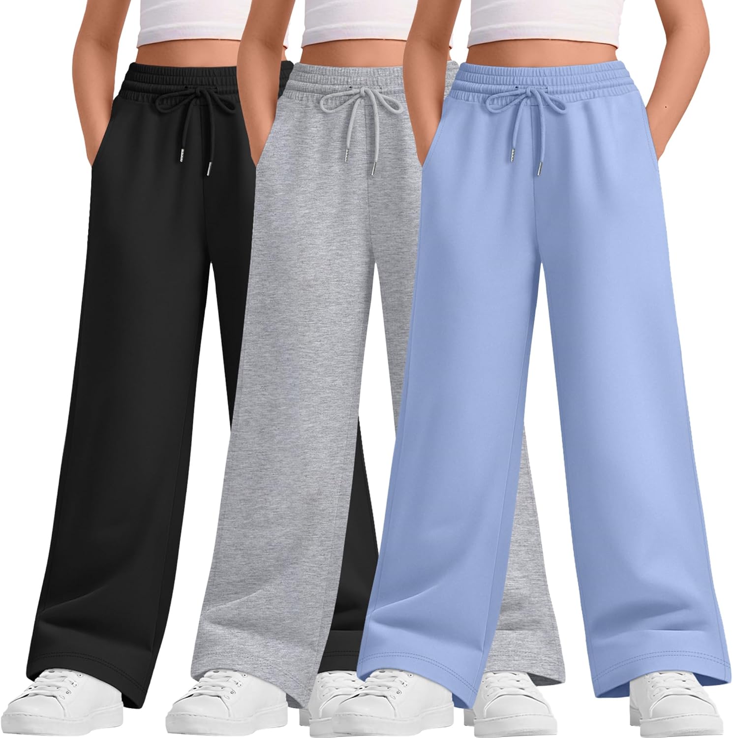 Teen Girls Wide Leg Sweatpants with Pockets for Active Days