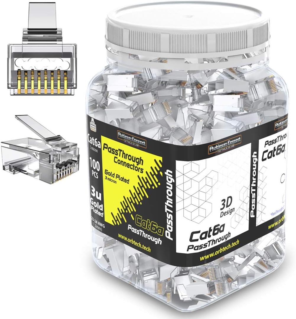 Platinum Connect Cat6 Passthrough RJ45 Connectors for Fast Data
