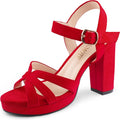 MERUMOTE Women's Open Toe Chunky High Heels Ankle Strap