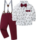 Baby Boy Dress Shirt with Bowtie Suspender Pants Suit - Formal Toddler