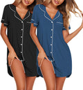 Ekouaer Nightgowns for Women 2 Pack Button Down Sleepshirts - Soft 95%