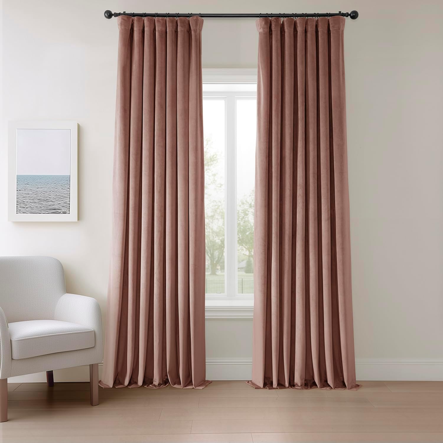 Heritage Plush Velvet Curtains 84 Inches Long for Room Darkening