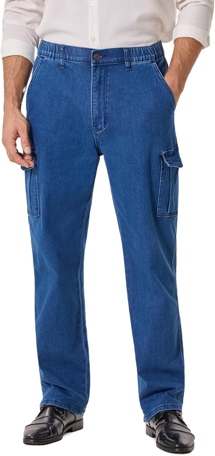 Mens Cargo Jeans with Elastic Waist for Ultimate Comfort