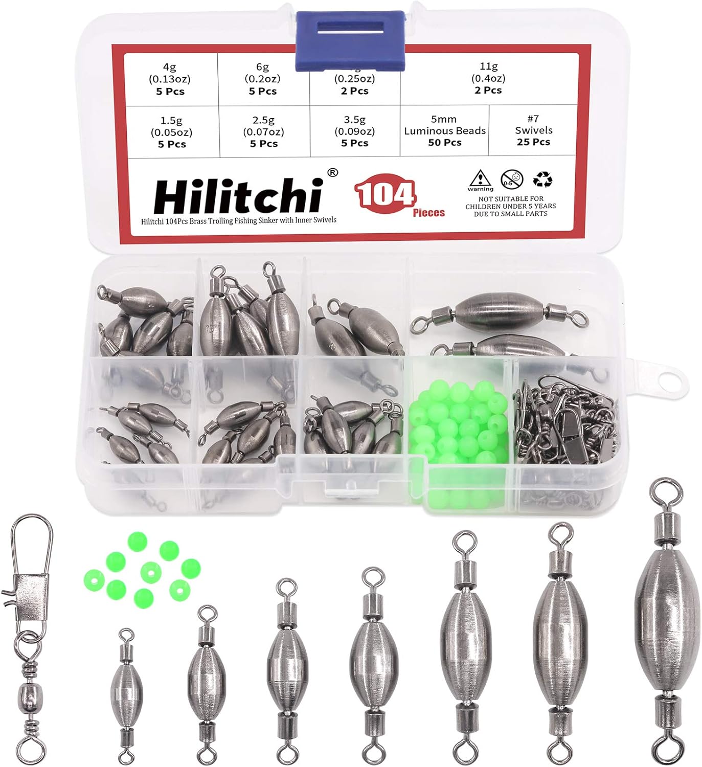Swivel-equipped Hilitchi Brass Fishing Weights for Precision Trolling