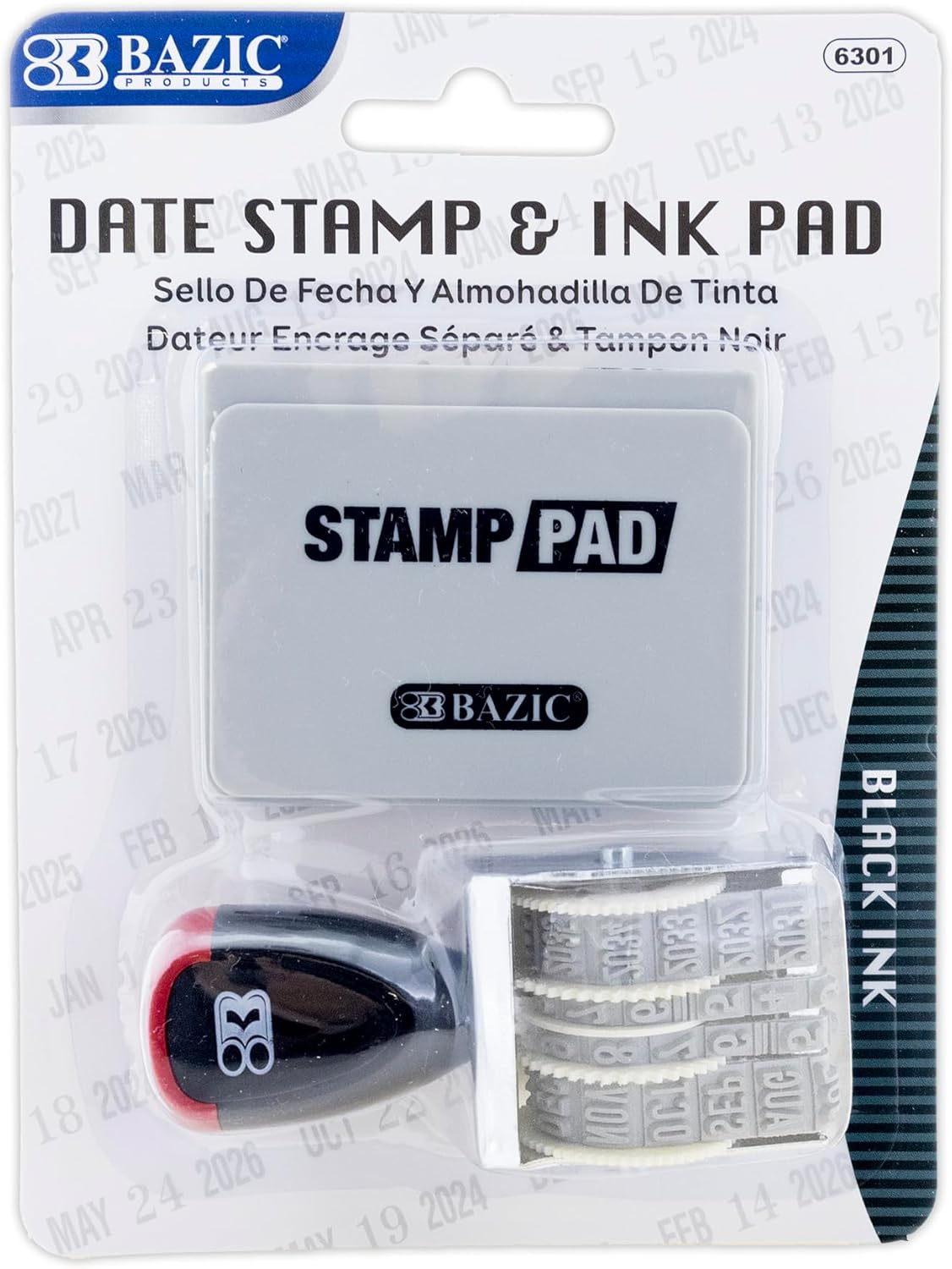 BAZIC Date Stamp with Ink Pad for 12 Years of Dates Use