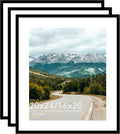 Wood 20x24 Picture Frame with 16x20 Mat Black - 3 Pack