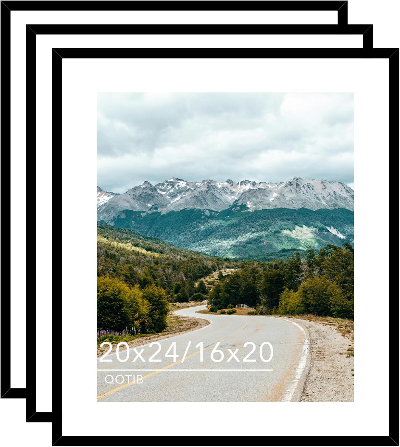 Wood 20x24 Picture Frame with 16x20 Mat, 3 Pack for Display