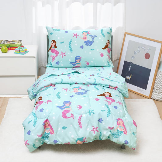 Soft Breathable Toddler Bedding Set for Boys Girls - 4 Piece