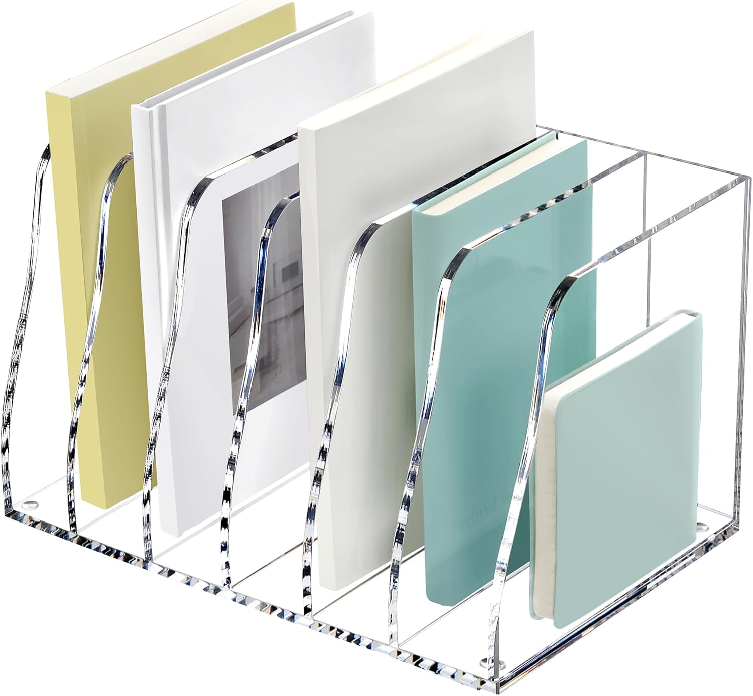 SANRUI Clear Desk Organizer - 6 Vertical Compartments