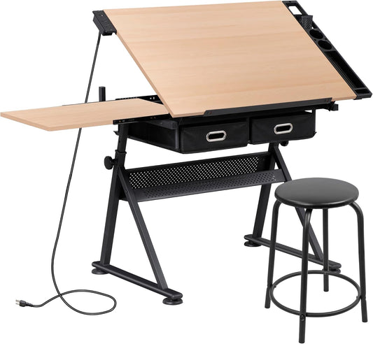 ZENY Adjustable Drafting Table with Stool for Artists and Crafters
