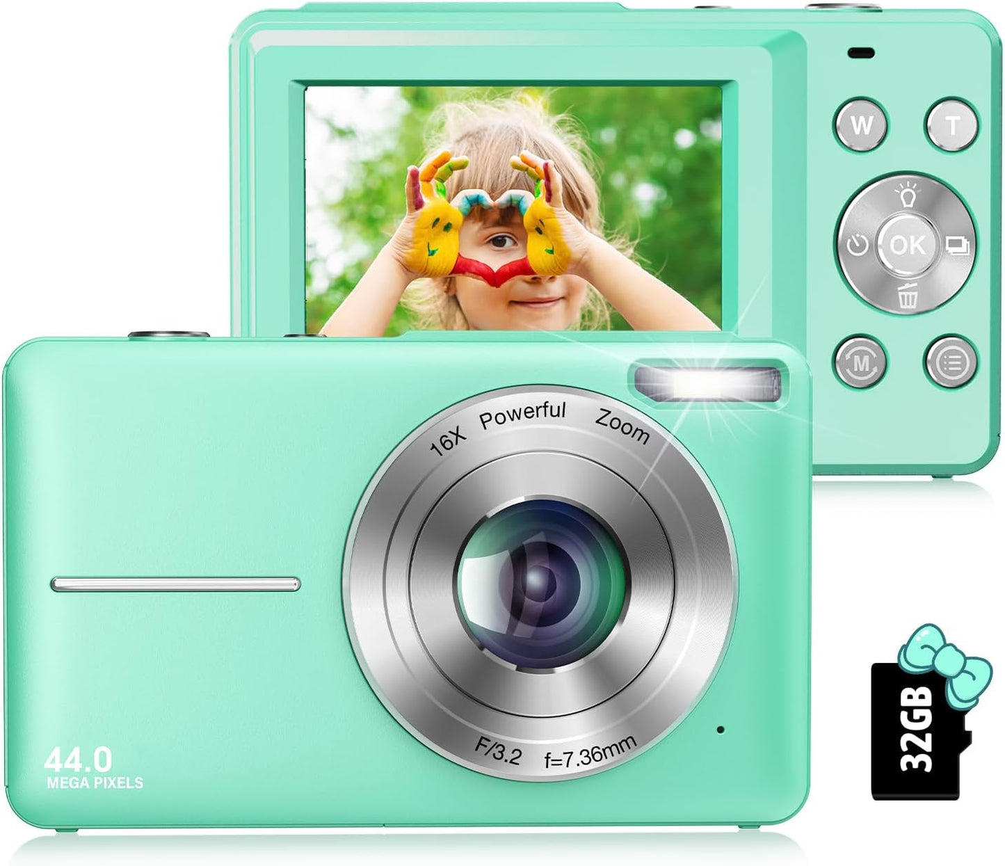 Compact 44MP Digital Camera for Kids - 16x Zoom
