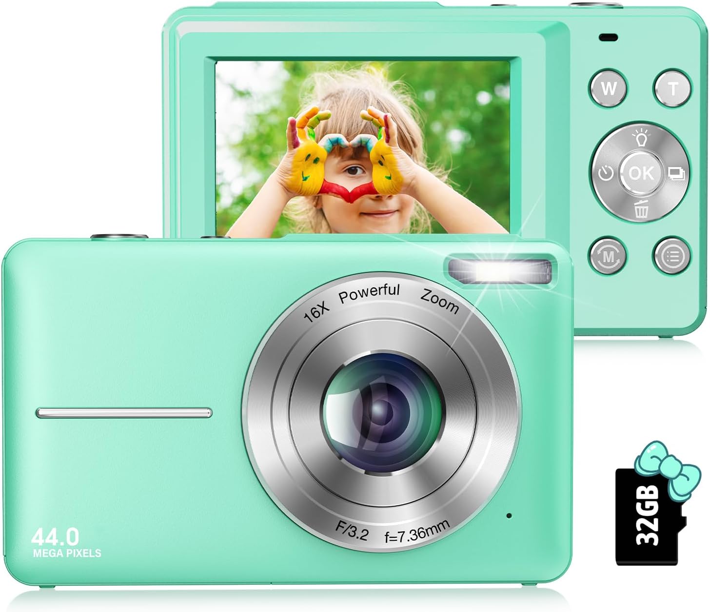 Compact 44MP Digital Camera for Kids - 16x Zoom