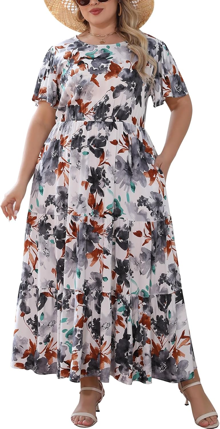 Plus Size Maxi Dresses for Curvy Women with Floral Print