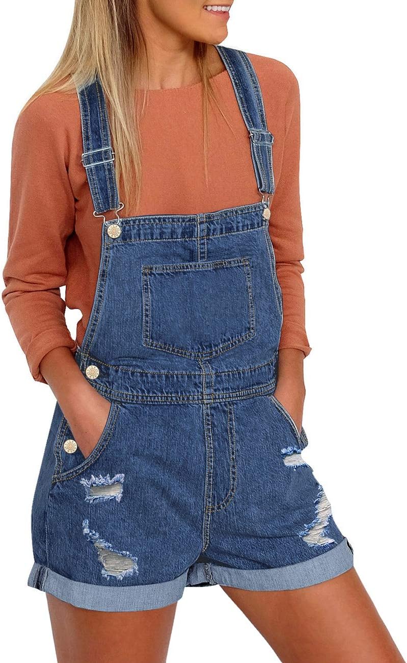 Vetinee Women's Classic Adjustable Straps Denim Bib Overalls