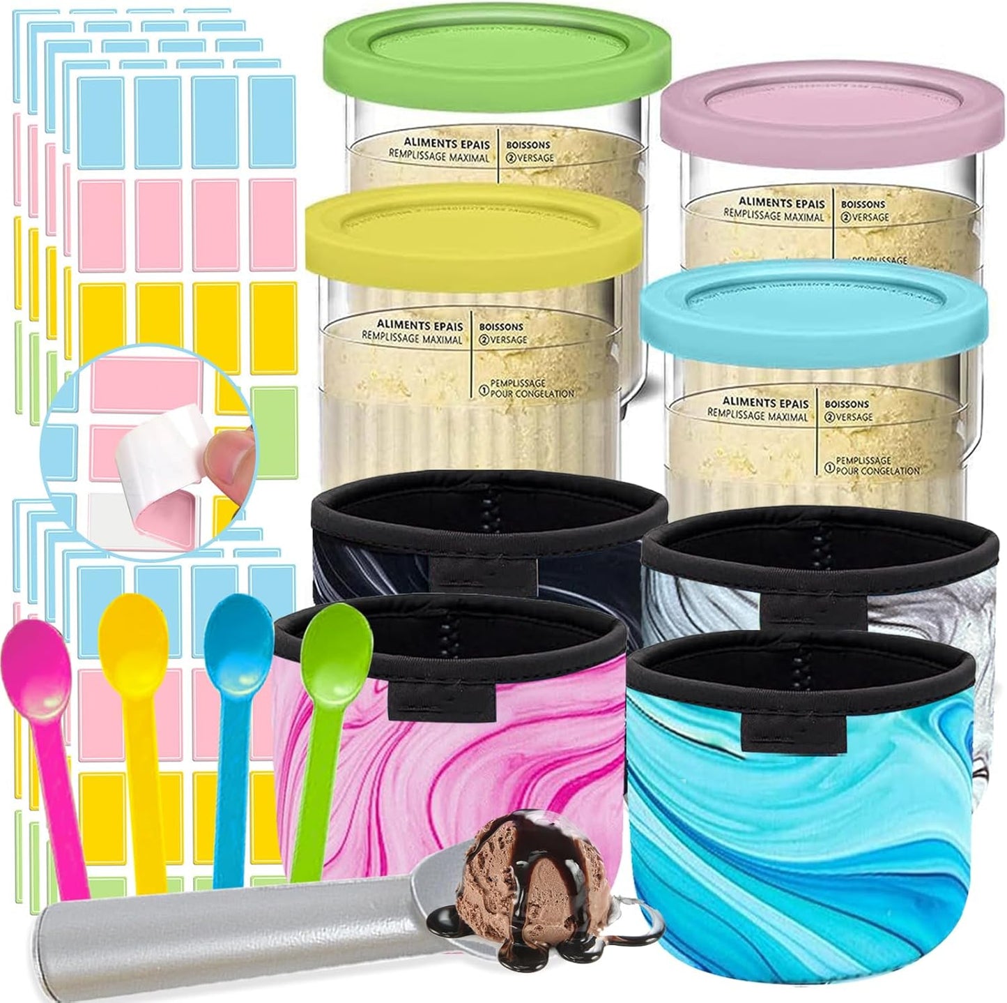 4Pack Ninja Creami Container Set - Label & Sleeve Included