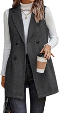Long Vest for Women Sleeveless Tweed Blazer - Work to Weekend Layering
